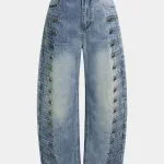 Denim Napoleon Button Horseshoe Jeans – Wrena