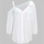 Button Asymmetrical Backless Long-Sleeve Shirt – Wrena