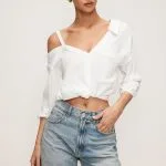 Button Asymmetrical Backless Long-Sleeve Shirt – Wrena