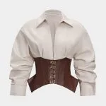 Linen Patchwork Metallic Buckle Long-Sleeve Shirt – Wrena