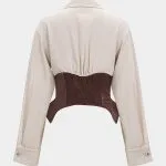 Linen Patchwork Metallic Buckle Long-Sleeve Shirt – Wrena