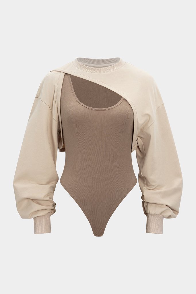 Contrast Two-Piece Long Sleeve Bodysuit