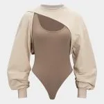 Contrast Two-Piece Long Sleeve Bodysuit – Wrena