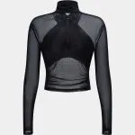 Mesh Sheer Ruched Long-Sleeve Top – Wrena