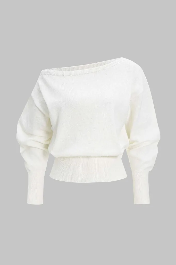 Knit One Shoulder Asymmetrical Long-Sleeve Top – Wrena