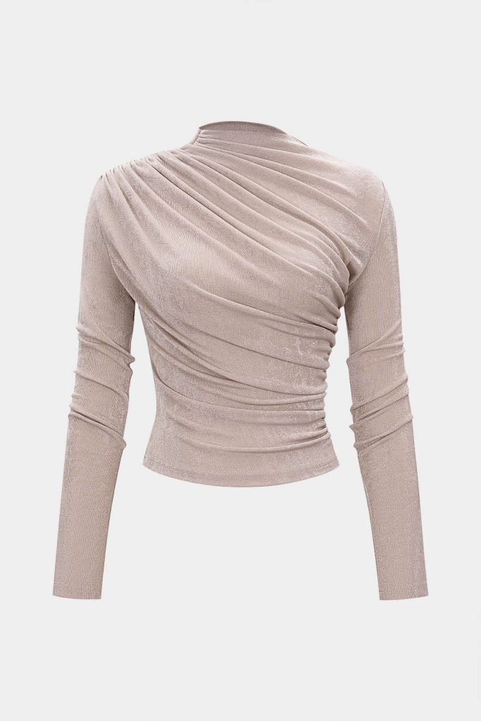 Ruched Wrinkle Long Sleeve Top