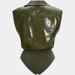 Faux Leather Button Patchwork Tank Sleeveless Bodysuit – Wrena