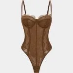 Mesh Sheer Patchwork Bustier Corset Slip Sleeveless Bodysuit – Wrena
