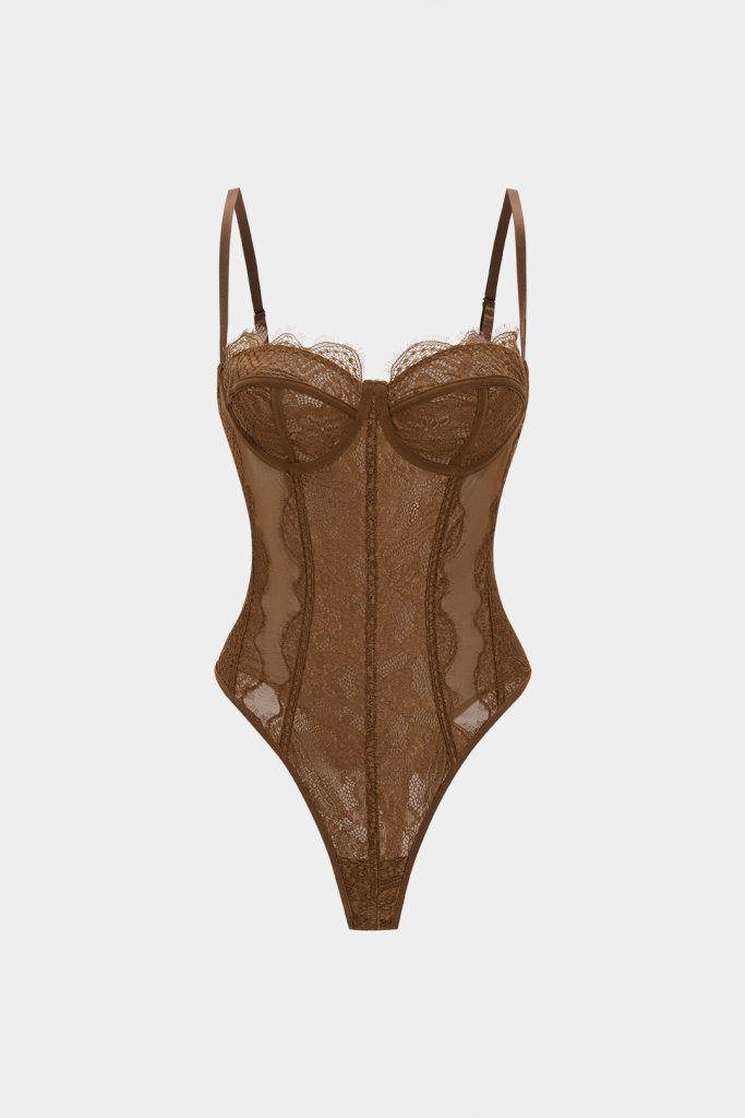 Mesh Sheer Patchwork Bustier Corset Slip Sleeveless Bodysuit