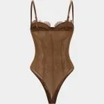 Mesh Sheer Patchwork Bustier Corset Slip Sleeveless Bodysuit – Wrena
