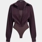 Patchwork Button Long Sleeve Bodysuit – Wrena