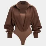 Patchwork Button Long Sleeve Bodysuit – Wrena