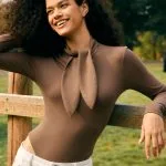 Round Neck Tie Front Long-Sleeve Bodysuit – Wrena