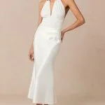 Metallic Decor Halter Neck Ruched Sleeveless Backless Bodysuit – Wrena
