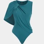 Asymmetrical Ruched Round Neck Sleeveless Bodysuit – Wrena