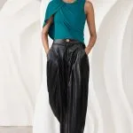 Asymmetrical Ruched Round Neck Sleeveless Bodysuit – Wrena