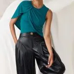 Asymmetrical Ruched Round Neck Sleeveless Bodysuit – Wrena