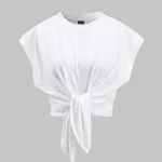 Solid Ruched Tie Front T-Shirt – Wrena