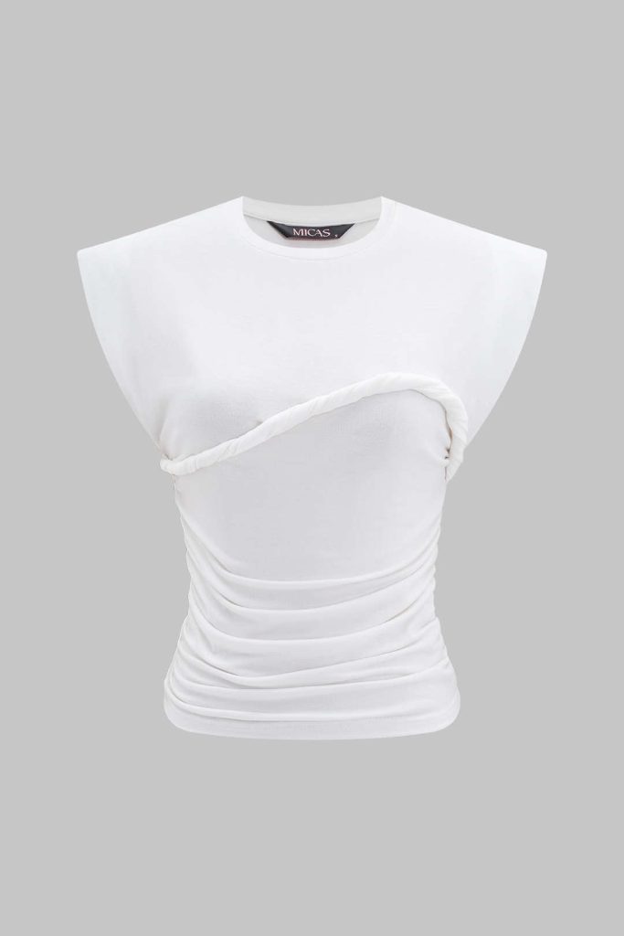 Solid Twist Round Neck T-Shirt