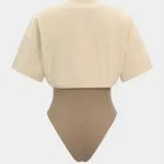 Contrast Round Neck Asymmetrical Short Sleeve Bodysuit – Wrena