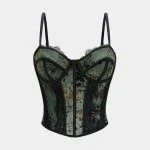 Retro Print Lace Trim Bustier Corset Cami Top – Wrena