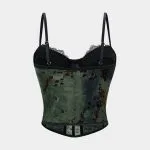 Retro Print Lace Trim Bustier Corset Cami Top – Wrena