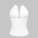 Draped Cowl Halter Neck Metallic Backless Tank Top – Wrena