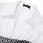 Tweed Patchwork Asymmetrical Gigot Long-Sleeve Shirt – Wrena