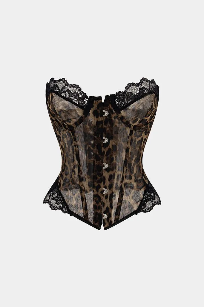 Leopard Print Mesh Patchwork Tube Top – Wrena