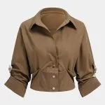 Button Ruched Short-Sleeve Shirt – Wrena