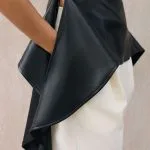 Faux Leather One Shoulder Ruched Short Sleeve Top – Wrena