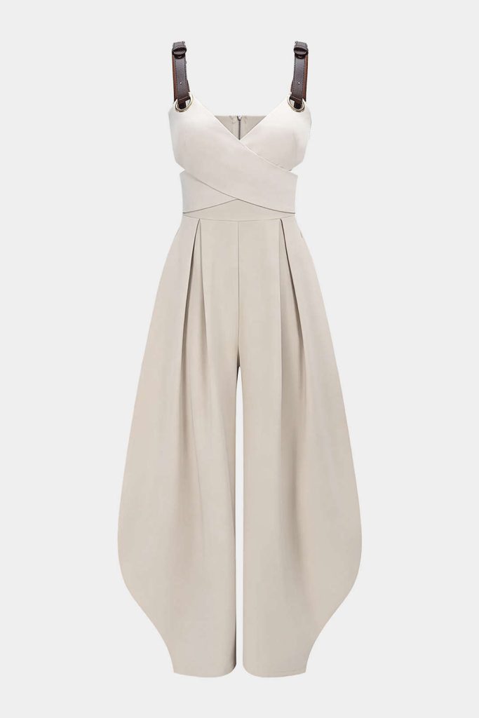 Crossed Cut Out V-Neck Sleeveless Jumpsuit