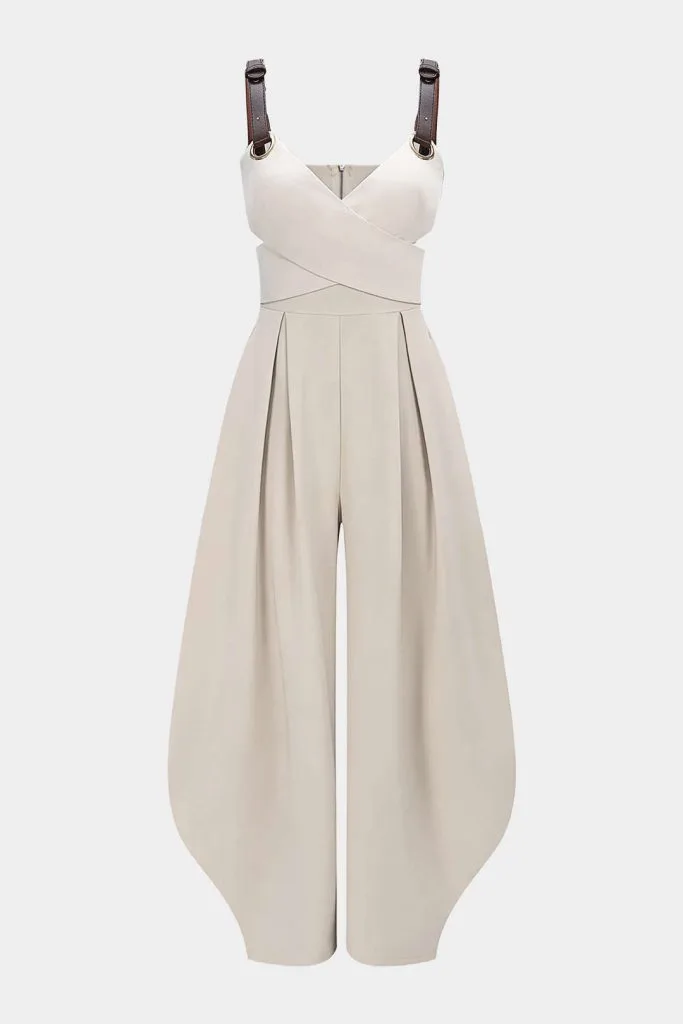 Crossed Cut Out V-Neck Sleeveless Jumpsuit – Wrena